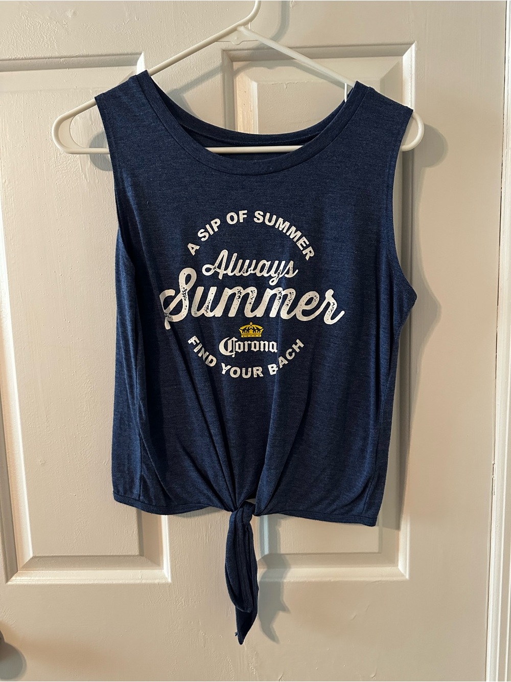Corona Navy Tie-Front Tank with 'Always Summer' Graphic